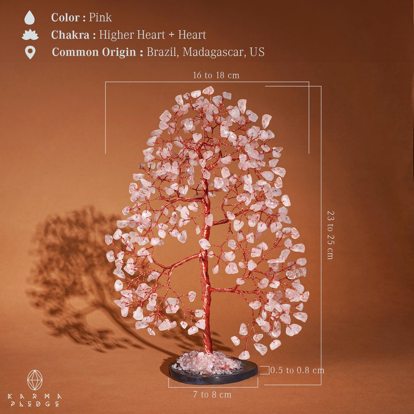 Crystal Trees for Home and Office Decoration, Rose Quartz Chakra Healing Crystals Feng Shui Handmade Trees for Positive Energy, Money, Good Luck, Christmas Decor, Birthday Gifts for Women, Mom