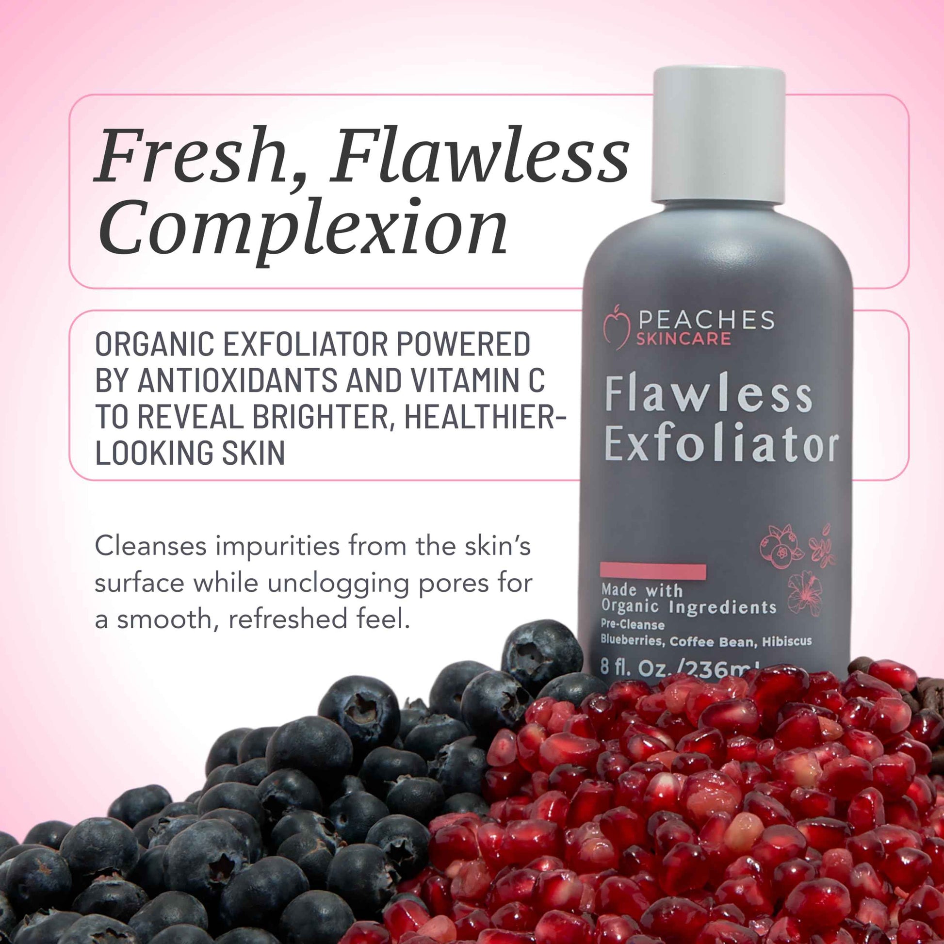 Vegan Face Exfoliator Scrub – Gentle Daily Facial Scrub with Blueberry, Coffee Bean, and Vitamin C – Face Exfoliant for Smooth, Radiant Skin – Flawless Exfoliator (8 oz)