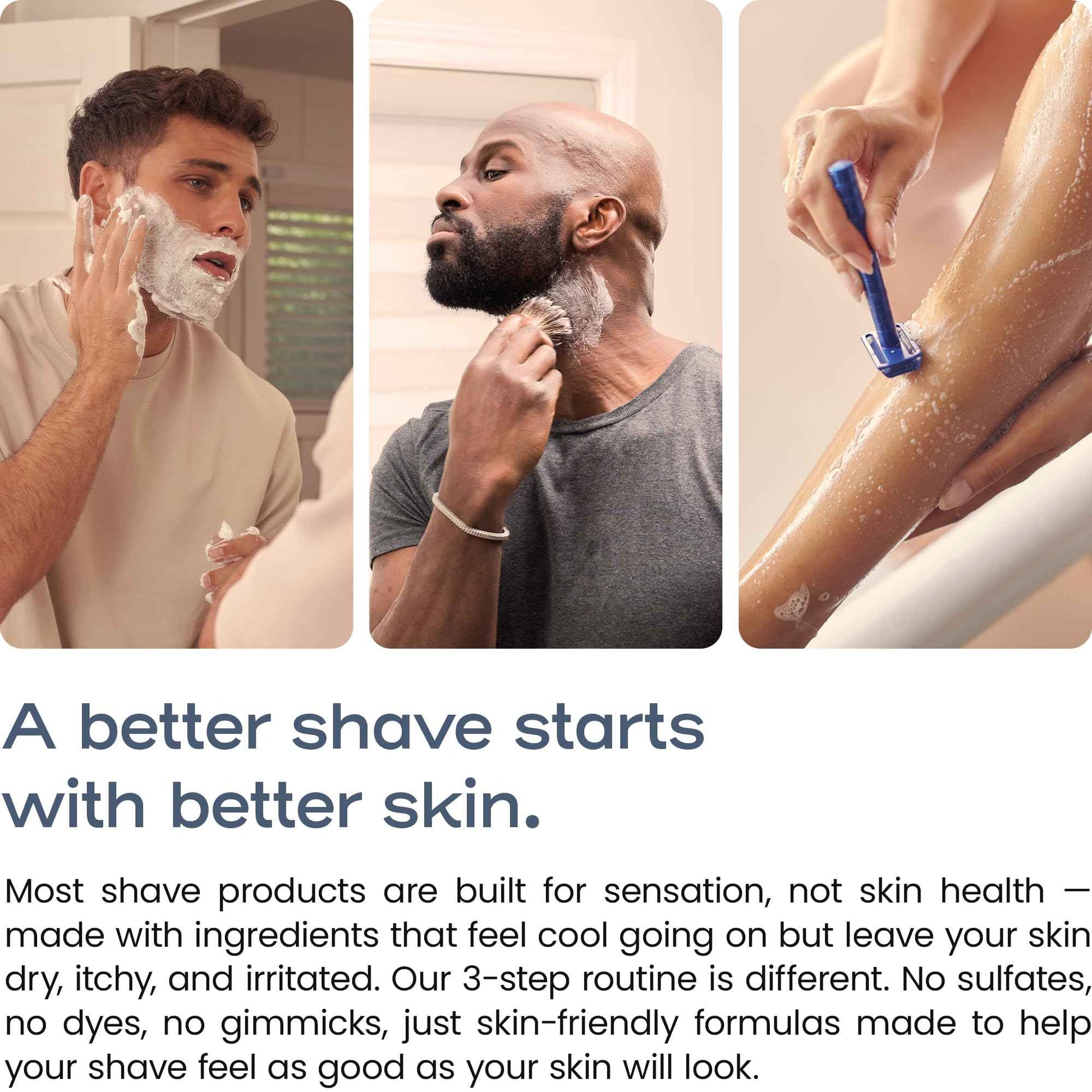 Henson Shaving Skin Care Combo – 3-Step Shaving Kit for Men with Cleanser, Shaving Cream & Post-Shave Balm – Gentle Grooming Kit for Smooth, Irritation-Free Shaves – 3.4 oz Each