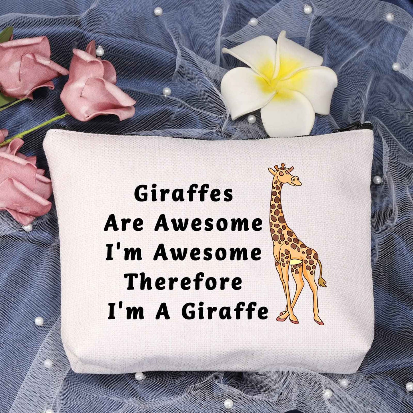 LEVLO Funny Giraffes Lover Gifts Giraffes Are Awesome I'm Awesome Therefore I'm A Giraffe Makeup Bags Giraffes Women Bags (Therefore I'm A Giraffe)