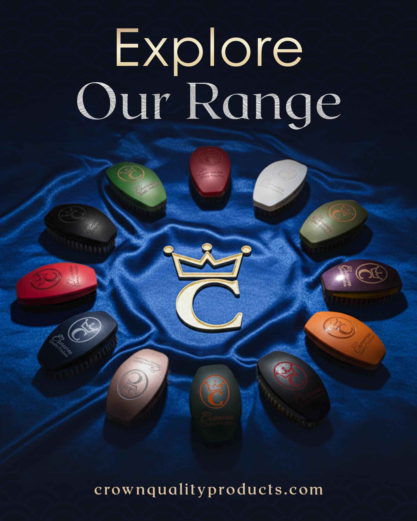 Crown Quality Products 360 Sport Wave Caesar 2.0 Boar Bristle Hairbrush, Medium, Triple Black - Non-Slip Grip, Waterproof Design - The Ultimate 360 Wave Brush