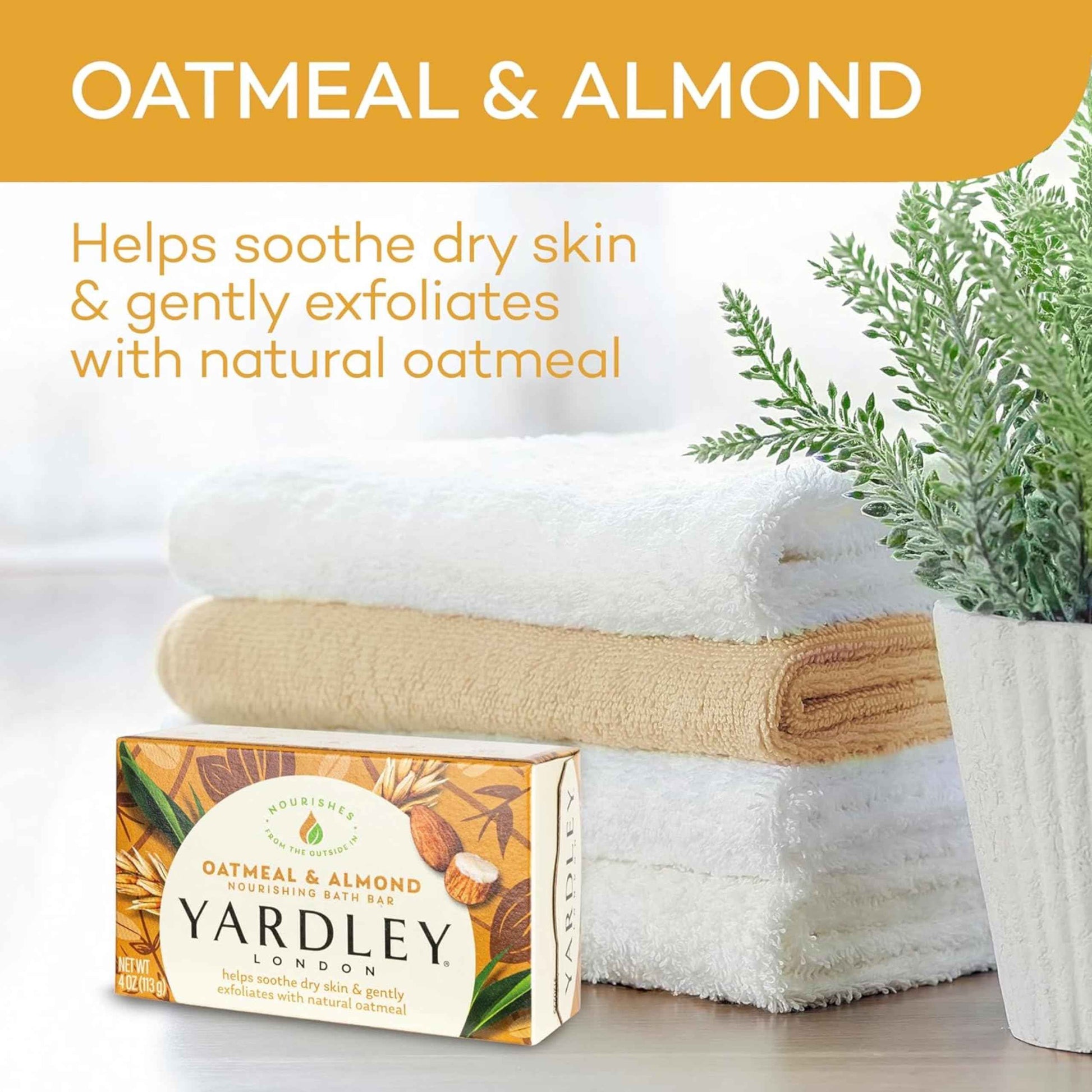 Yardley London Oatmeal and Almond Naturally Moisturizing Bath Bar, 4.0 oz. (Pack of 8)
