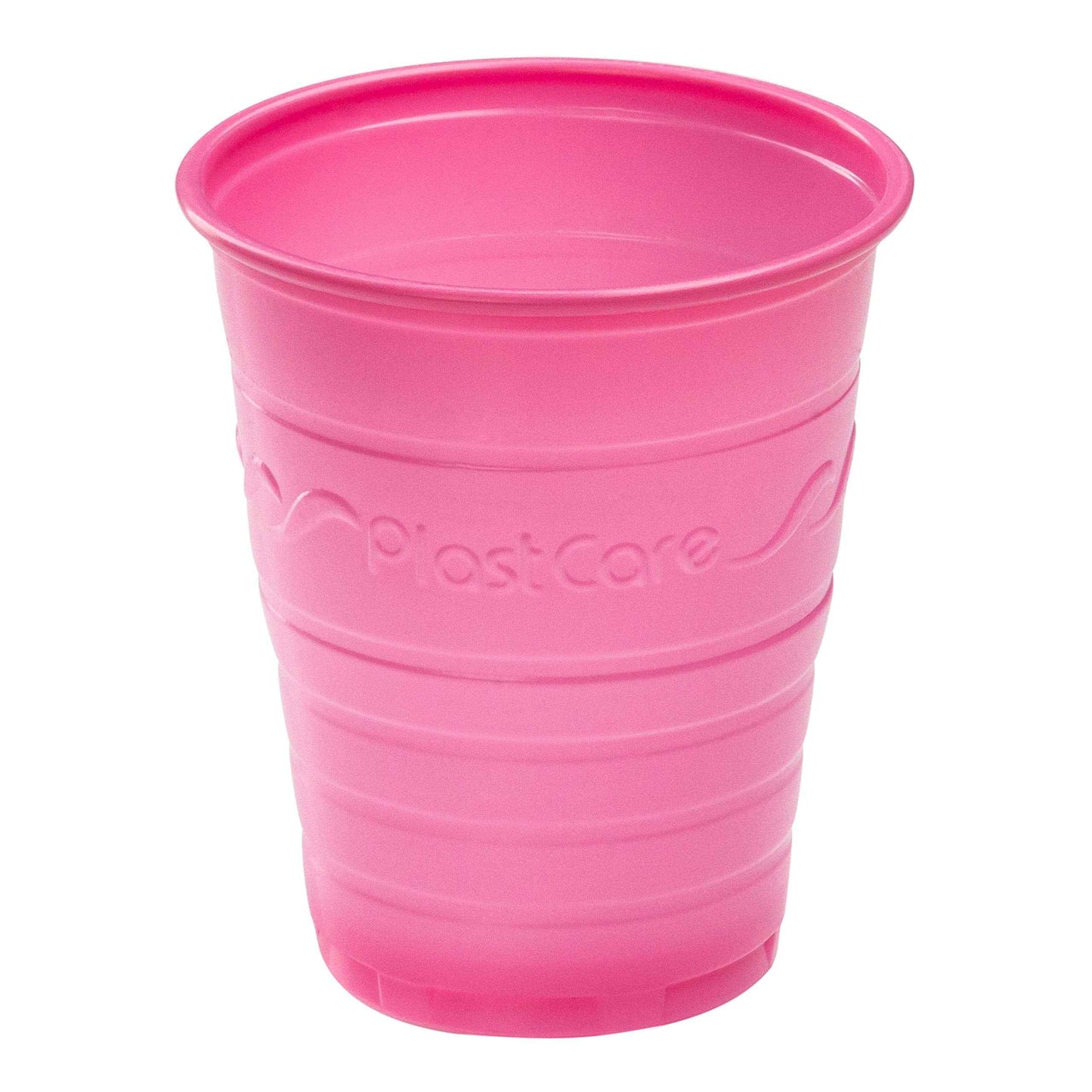 200 Disposable 5 Ounce Plastic Cups for Drinking, Rinse Mouthwash for Dental, Ribbed Design (Pink)