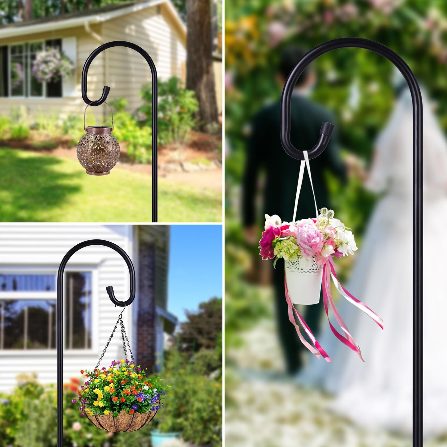 Shepherd-Hooks Adjustable for Bird-Feeder Lantern Plant-Hook Garden-Stake - Plant Stand Hanger for Outdoor Flower Basket, Bird Feeder Hanger Weddings Décor