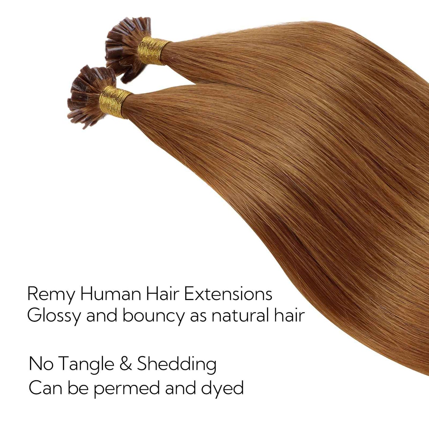 HOTBANANA U Tip Hair Extensions, 16 Inch 50g 50s Copper Pre Bonded Hot Fusion Keratin UTip Hair Extensions