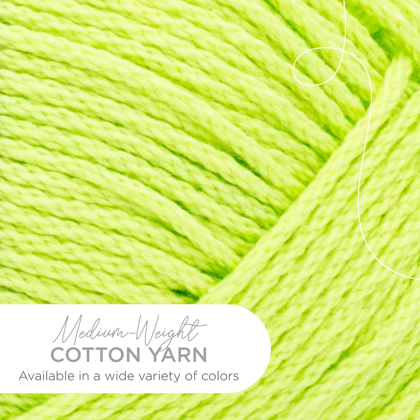 Lion Brand 24/7 Cotton Yarn, Lightweight Yarn for Knitting, Crocheting, and Crafts, Lime, 1 Pack