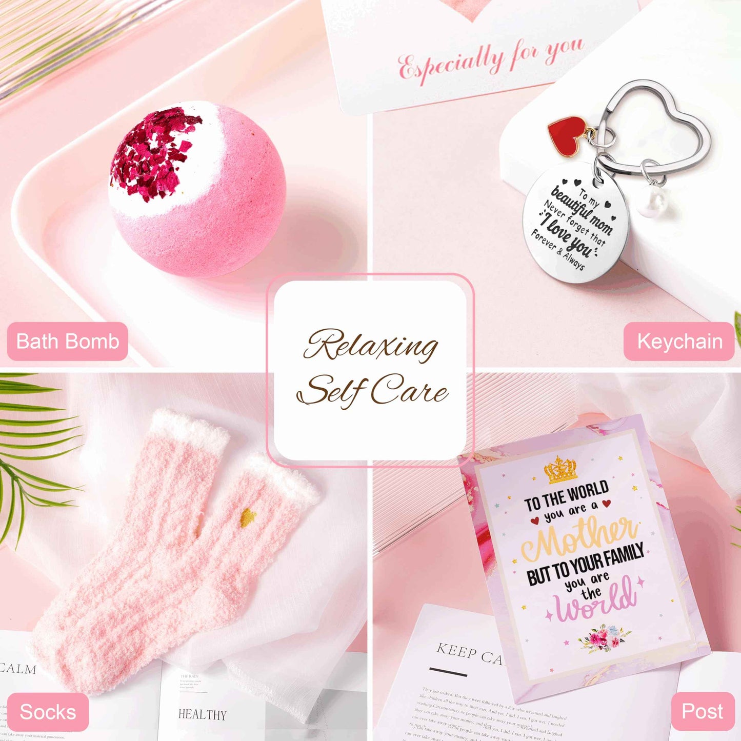 Jumway Gifts for Mom Gifts Basket, Mother's Day Gifts for Mom Birthday Gifts Set Include Glass Cup, Scented Wax Candle, Bath Bomb Scented Soap Make-up Bag