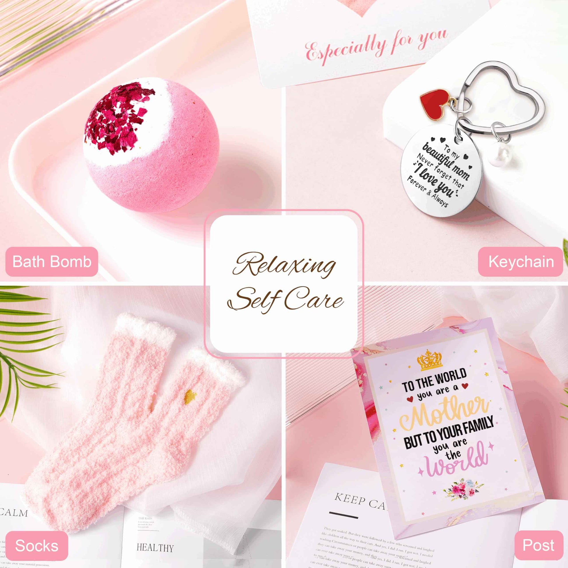 Jumway Gifts for Mom Gifts Basket, Mother's Day Gifts for Mom Birthday Gifts Set Include Glass Cup, Scented Wax Candle, Bath Bomb Scented Soap Make-up Bag