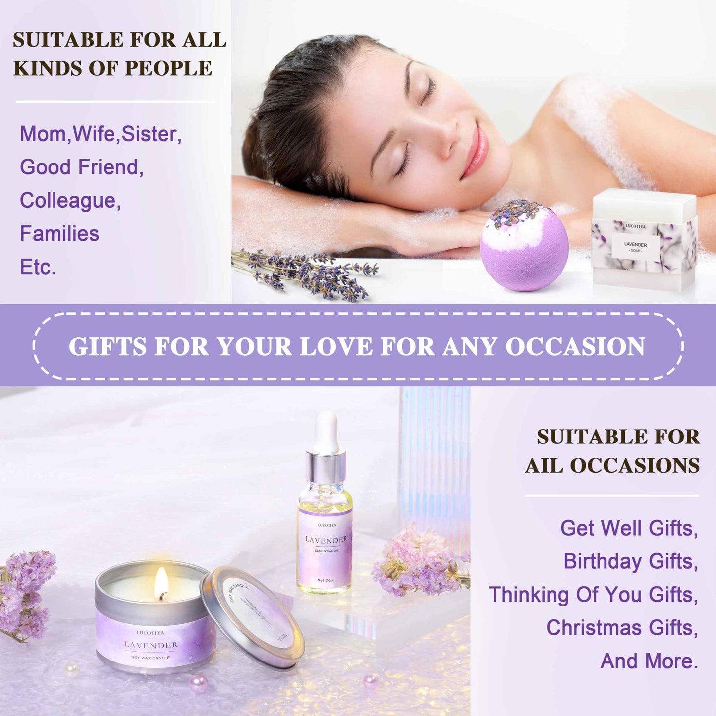 Gifts for Women Spa Gifts Baskets for Women Christmas Birthday Gifts Lavender Bath and Body Sets Mothers Day Gifts Relaxing Self Care Get Well Gift for Mom Her Girlfriends Sister Teacher Friends