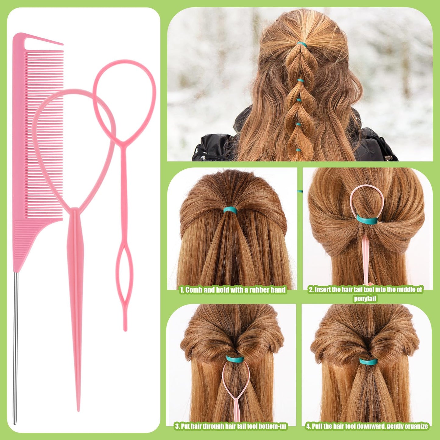 Elastic Hair Ties Hair Accessories for Girl, 1504PCS Hair Rubber Bands with Hair Clips Set