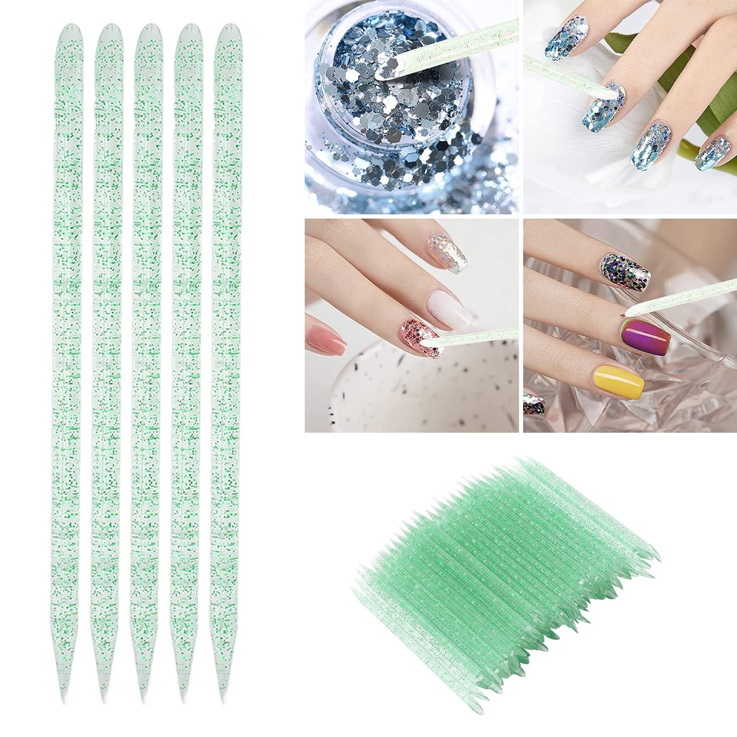 100 pieces disposable cuticle pusher, cuticle pusher remover cleaner for fingernail, cuticle cleaning and nail care for beginners and professional nail technicians(green)