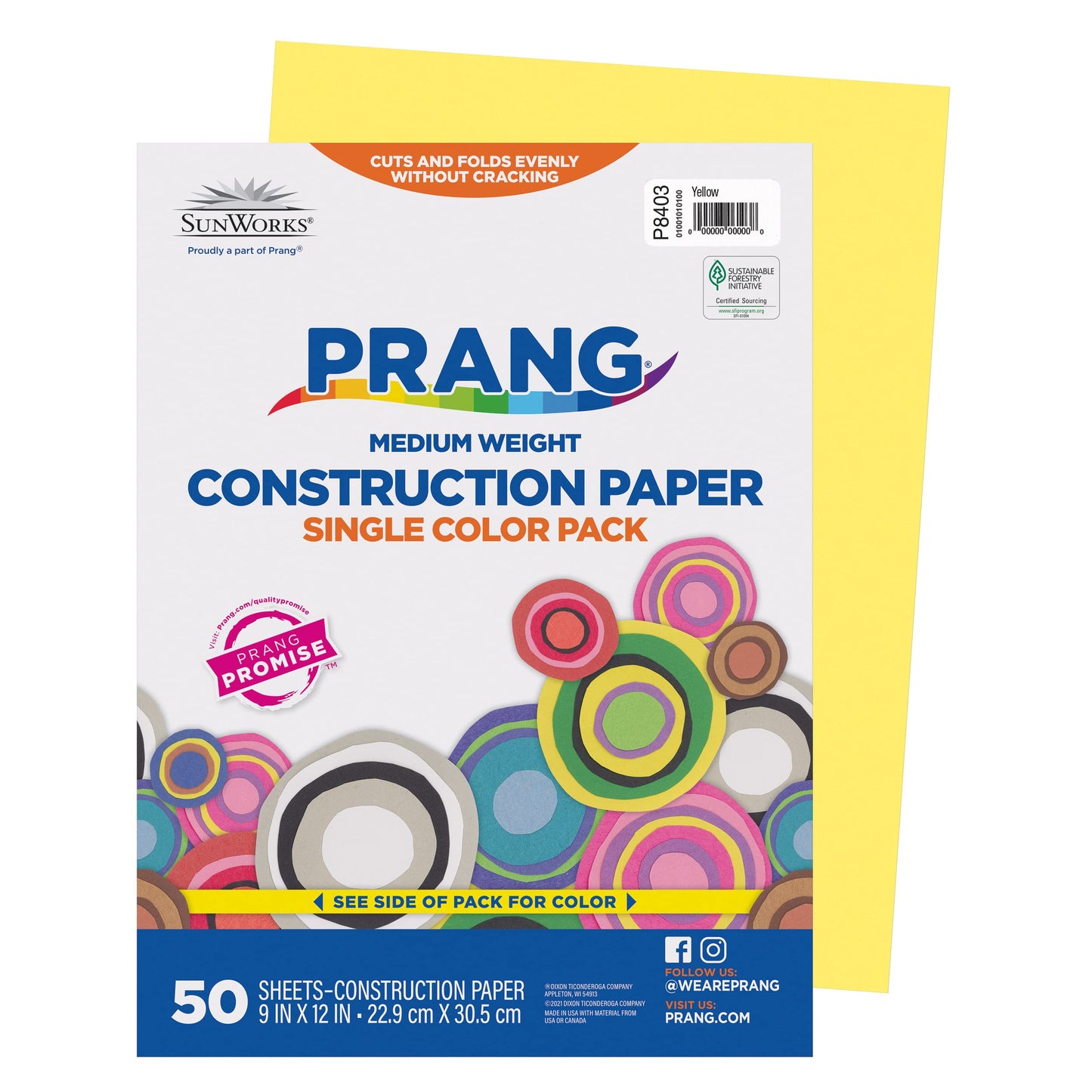 Prang (Formerly SunWorks) Construction Paper, Black, 12" x 18", 50 Sheets & Prang (Formerly SunWorks) Construction Paper, Yellow, 9" x 12", 50 Sheets