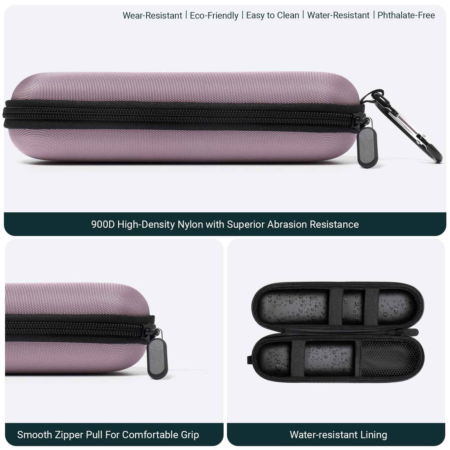 Nincha Compact Electric Toothbrush Travel Case, EVA Protective Storage Bag for Philips Sonicare/Oral-B, Waterproof Portable Carrying Case with Mesh Pocket & Elastic Bands (Smoky Pink)