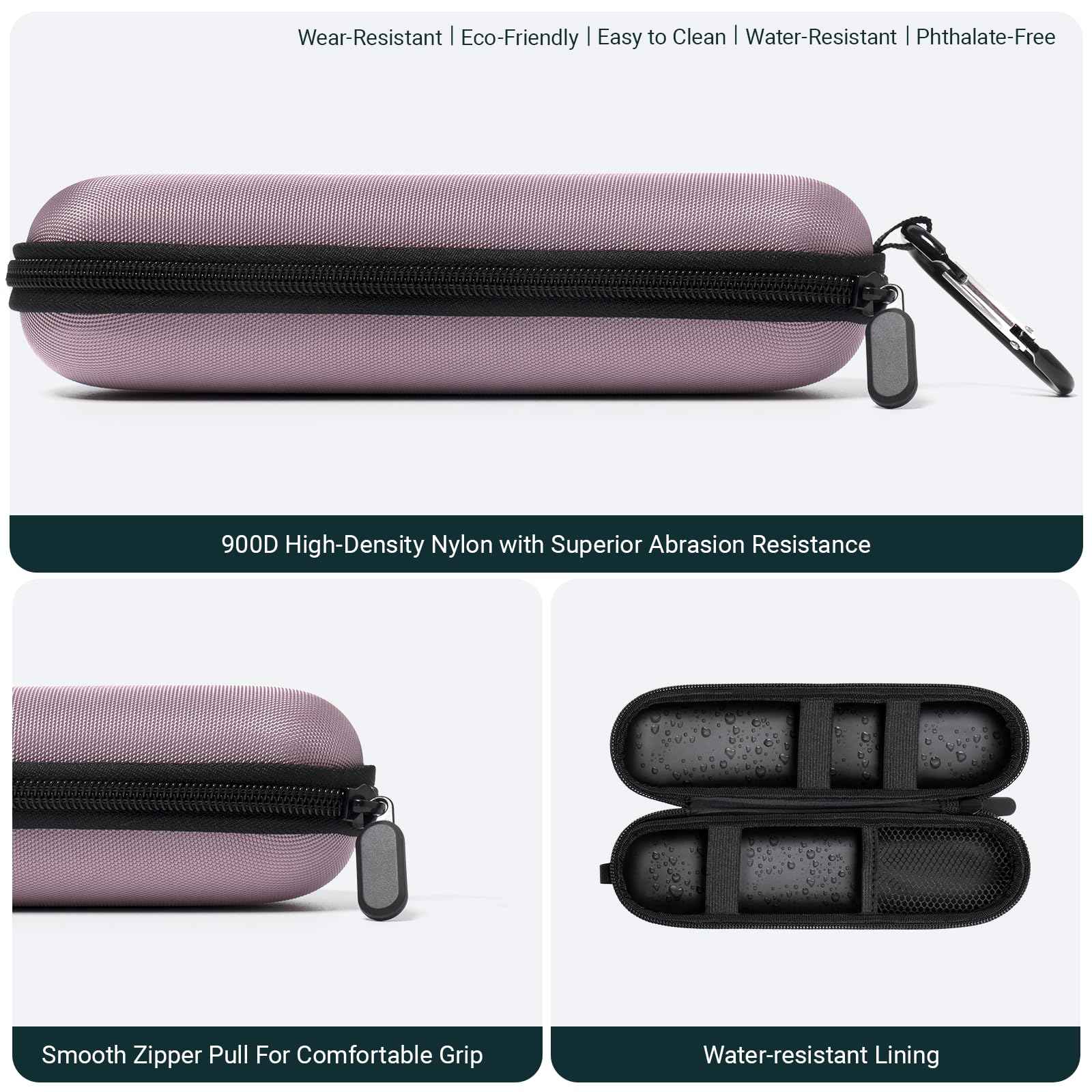 Nincha Compact Electric Toothbrush Travel Case, EVA Protective Storage Bag for Philips Sonicare/Oral-B, Waterproof Portable Carrying Case with Mesh Pocket & Elastic Bands (Smoky Pink)