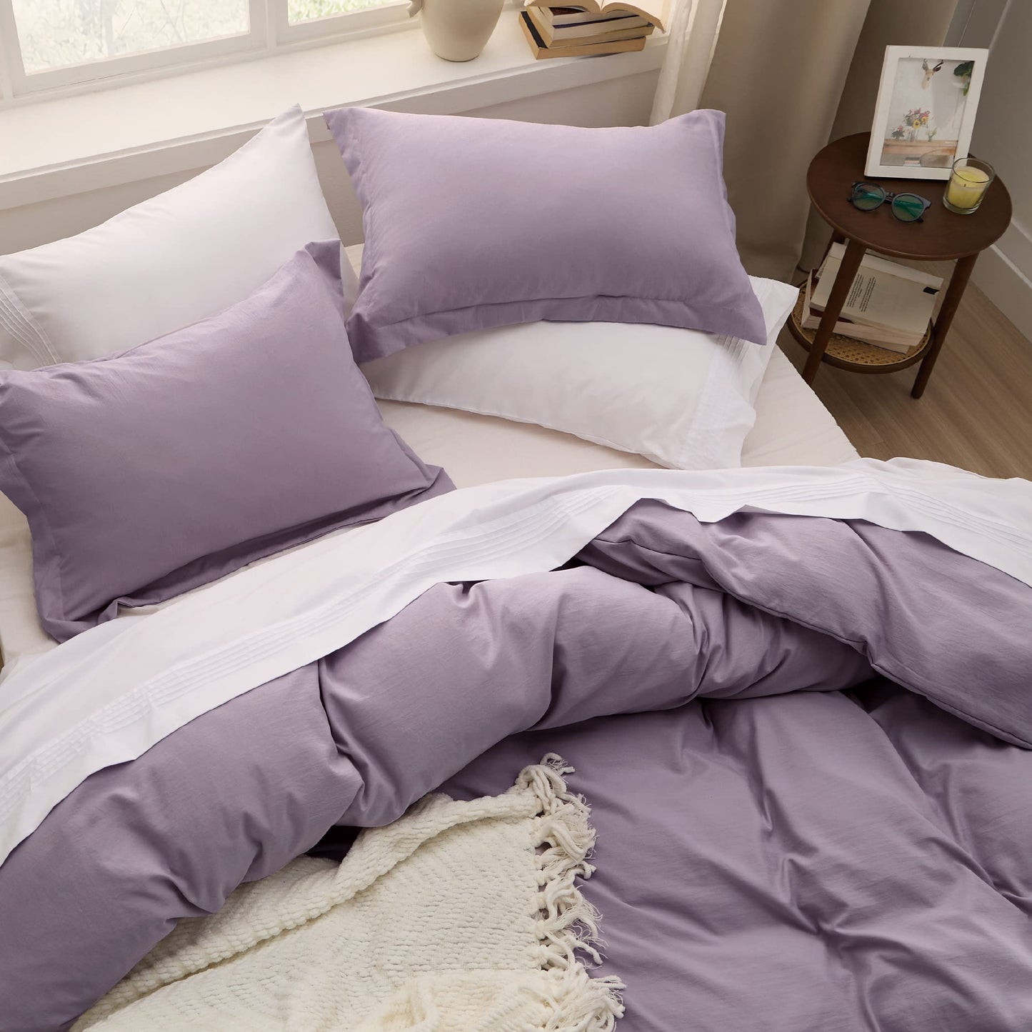 Bedsure Grayish Purple Twin Duvet Cover Set - Soft Prewashed Duvet Cover Twin Size, 2 Pieces, 1 Duvet Cover 68x90 Inches with Zipper Closure and 1 Pillow Sham, Comforter Not Included