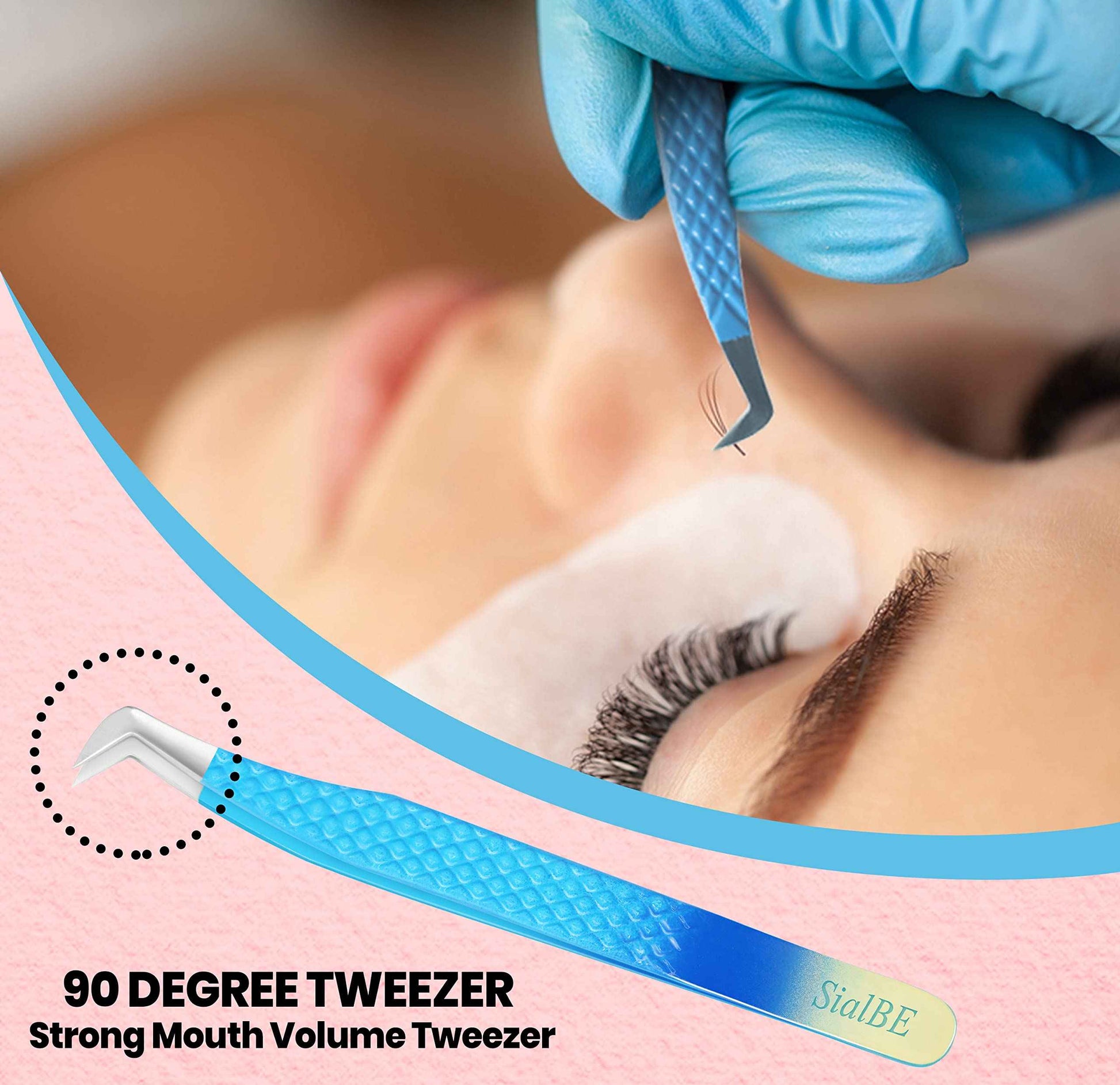 Eyelash Extension Tweezers-3 Pcs Diamond Grip Lash tweezers For Eyelash Extensions-SialBE Straight And Curved L-Shape Eyelash Tweezers, Tweezers For Eyelash Extensions With Silver Tip, Sam-333