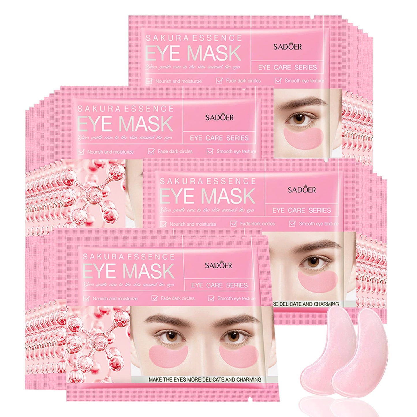 Ruzzut Under Eye Patches -30 Pairs Sakura Essence Eye Mask for Puffy Eyes,Reducing Dark Circles,Anti-Aging & Refreshing, Collagen Eye Mask for Moisturizing,Sakura Pink