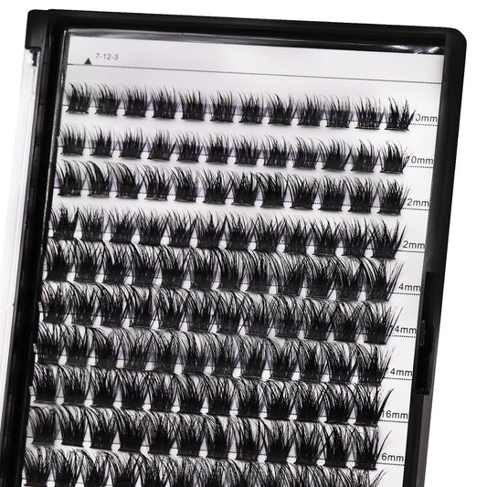 Bodermincer 120 Clusters 10mm+12mm/12mm+14mm/14mm+16mm Mixed Wide Cluster False Eyelash Individual Cluster EyeLashes Grafting Fake False Eyelashes Eyelash Extension (Black 10-12-14-16mm Mixed)