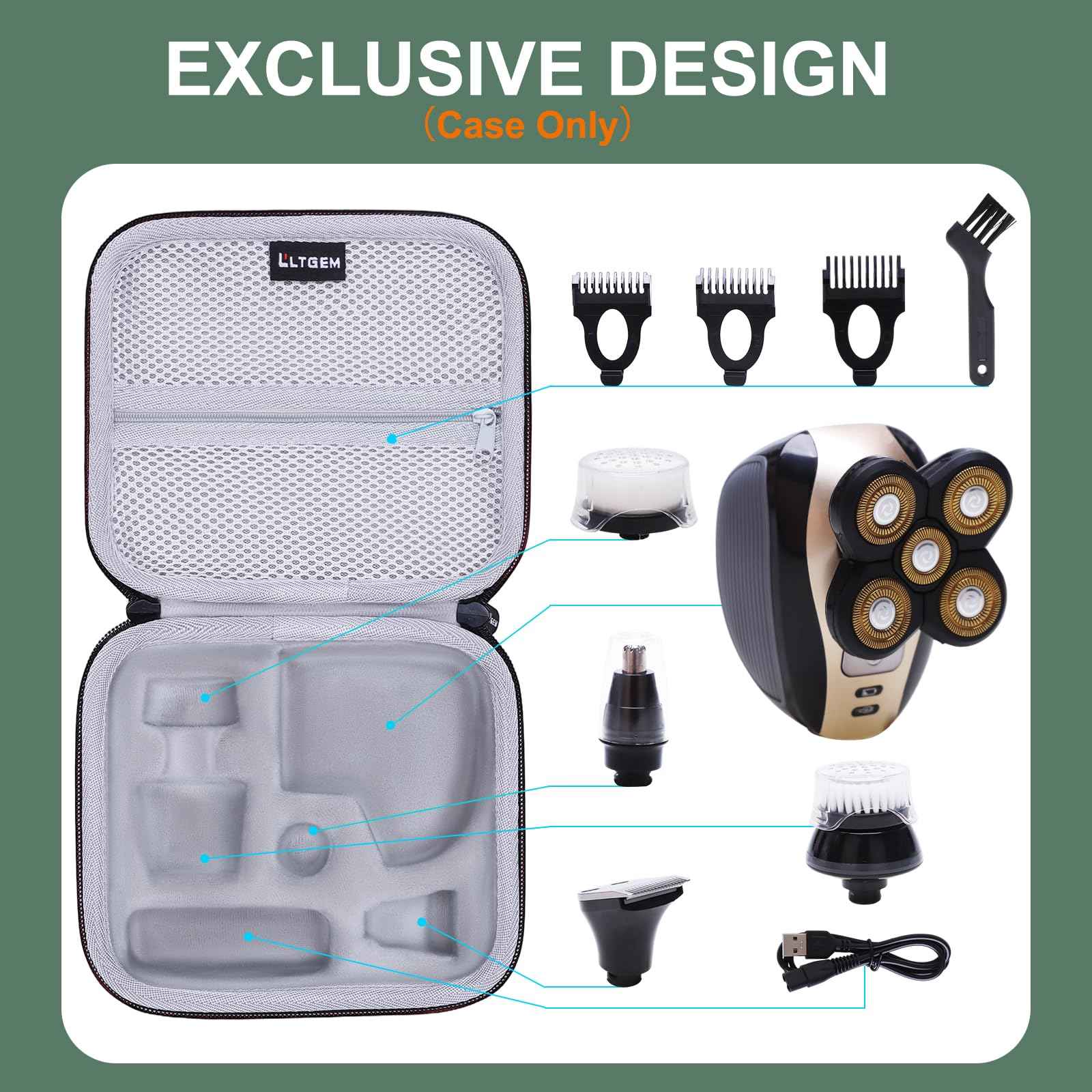 LTGEM EVA Hard Case Compatible with FlexSeries Electric Head Hair Shaver - Travel Protective Carrying Storage Bag (Only Case Sale)