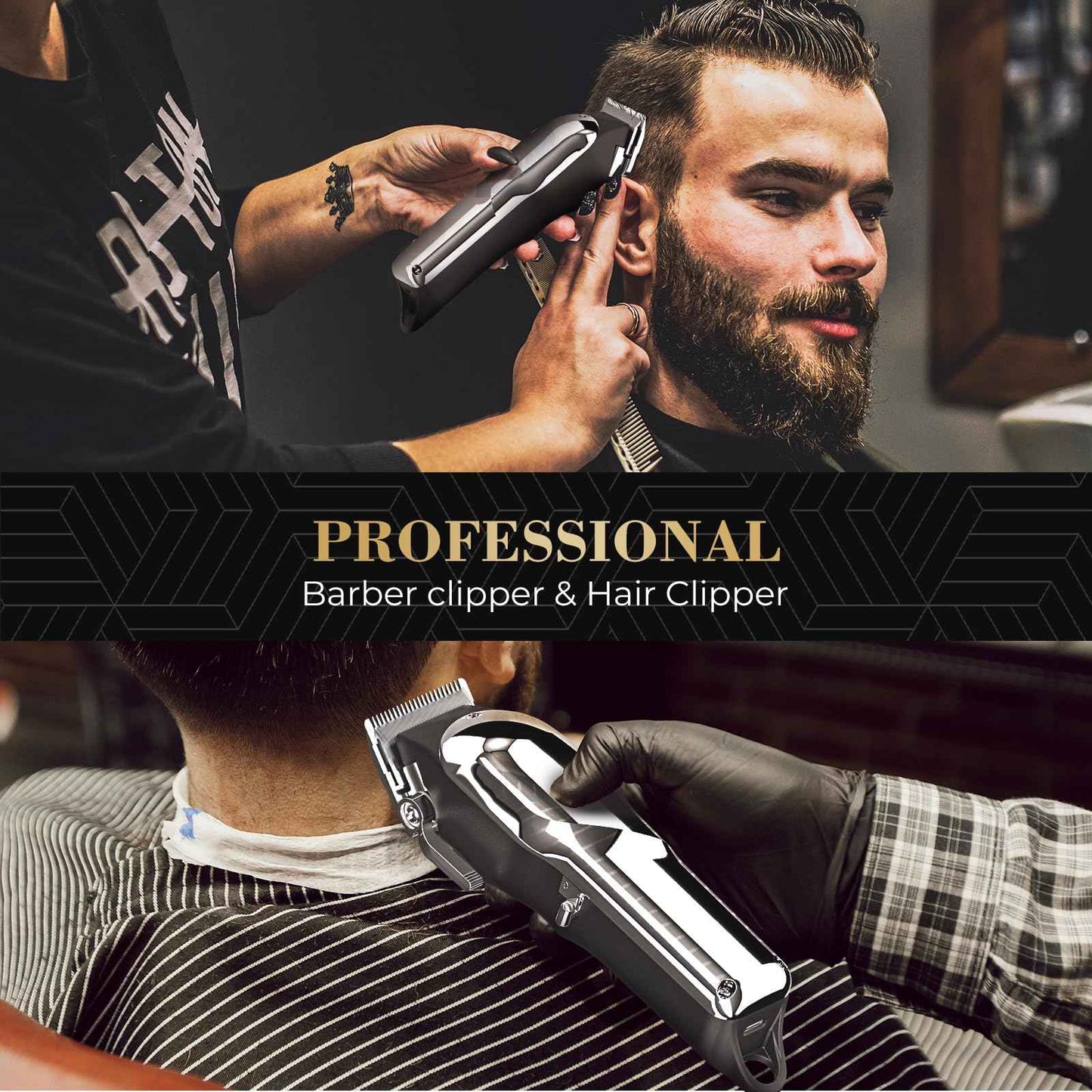 PRITECH Barber Hair Clippers for Men, Professional Barber Clippers and Trimmer Set, Mens Cordless Hair Clippers for Barbers Haircut Kit