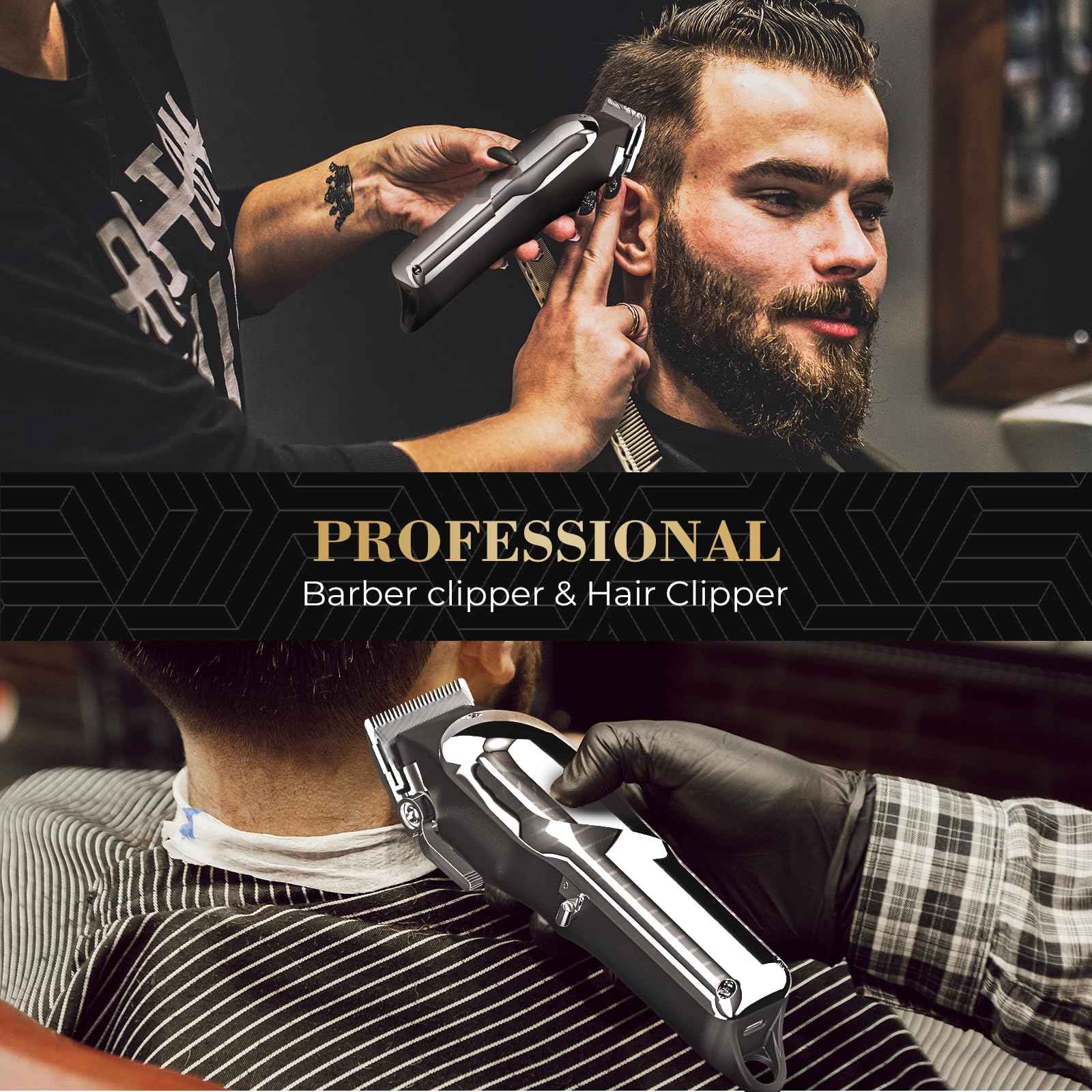 PRITECH Barber Hair Clippers for Men, Professional Barber Clippers and Trimmer Set, Mens Cordless Hair Clippers for Barbers Haircut Kit