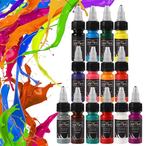 Tattoo Ink Set,EIPTWH 14 Colors Tattoo Ink Color Set 1/2oz 15ml/Bottle Bright&Vibrant Color Ink for Tattooing Tattoo Supplies