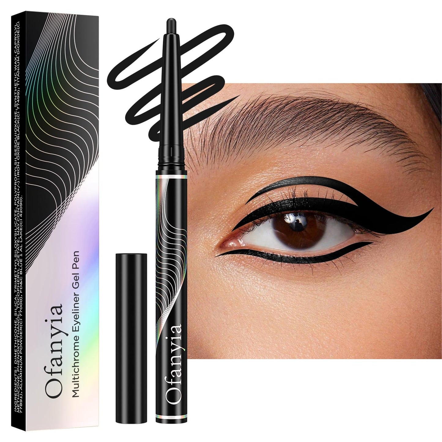 Multichrome Eyeliner,Black Eyeliner Penclis with Retractable,Glitter Eyeliner Pencil for Halloween Makeup,Waterproof Eyeliner Pen,24h Long Lasting Eye Liner Smudge Proof Eye Pencil