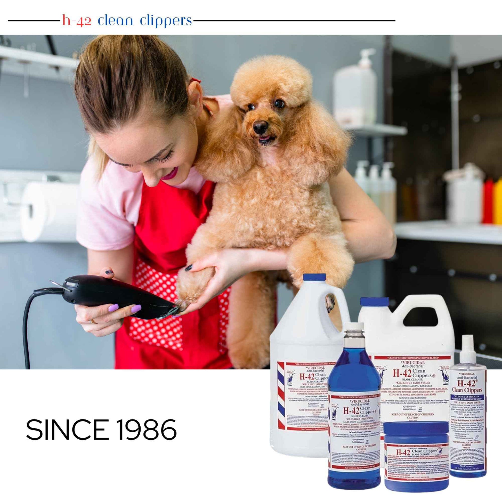 Skin Revolution H-42 Clean Clippers Blade Cleaner with Brush - 8oz Bottle (2 Pack)