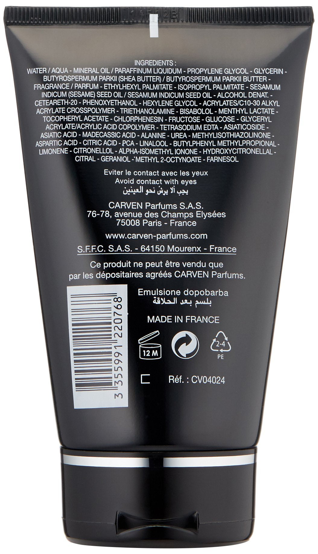 Carven Pour Homme After Shave Balm, 3.33 Fl Oz