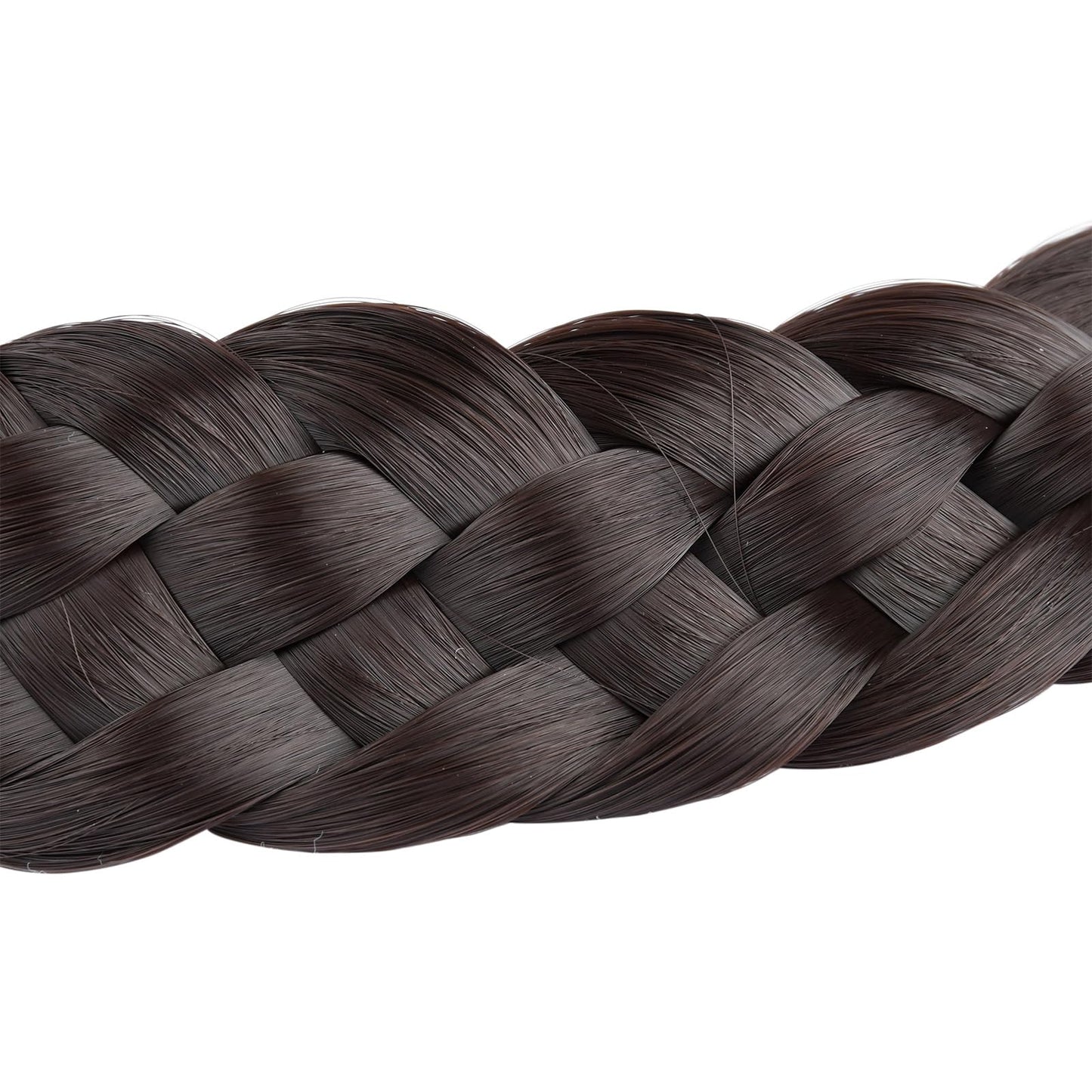 BOBIYA 5 Strands Synthetic Hair Braided Headband Classic Chunky Wide Plaited Braids Elastic Stretch Hairpiece for Women Girl (Dark Chocolate)