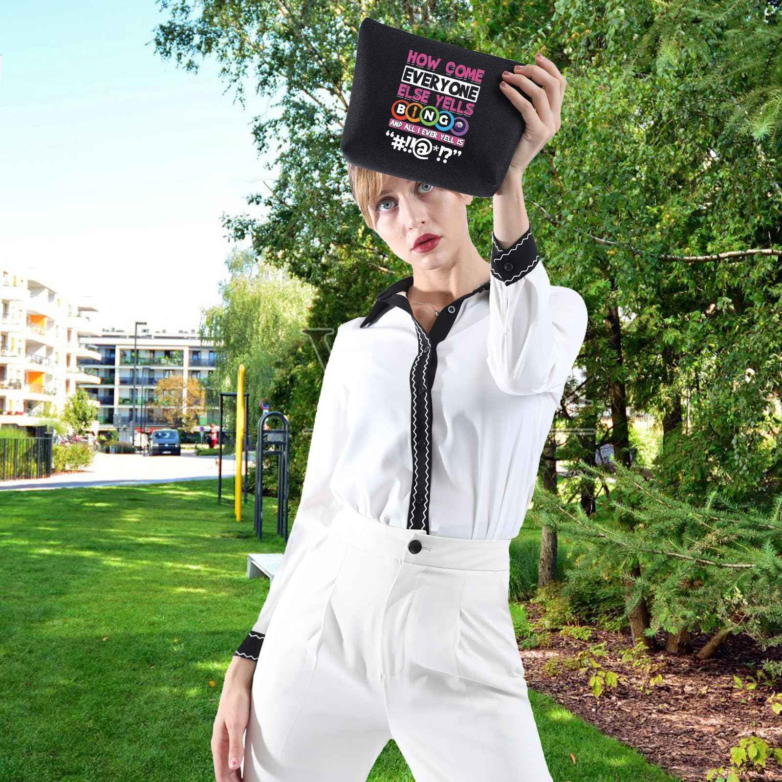 WCGXKO Funny Player Gift Lucky Bag Game Lover Zipper Pouch Makeup Bag (HOW COME)