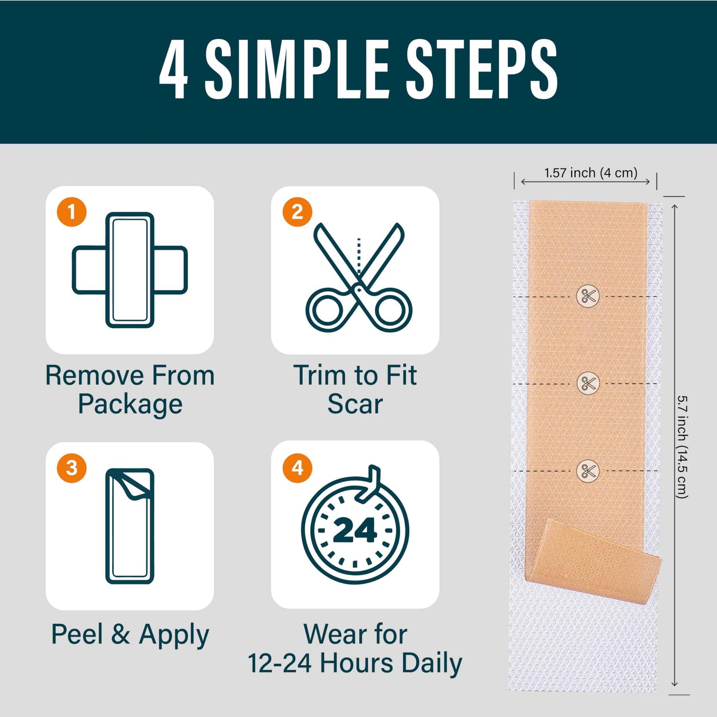 NUVADERMIS Silicone Scar Sheets – Extra Long Medical-Grade Scar Sheets for C-Section, Tummy Tuck, Keloid, and Surgical Scars – Reusable and Effective – 2 Packs of 4-8 Total Sheets