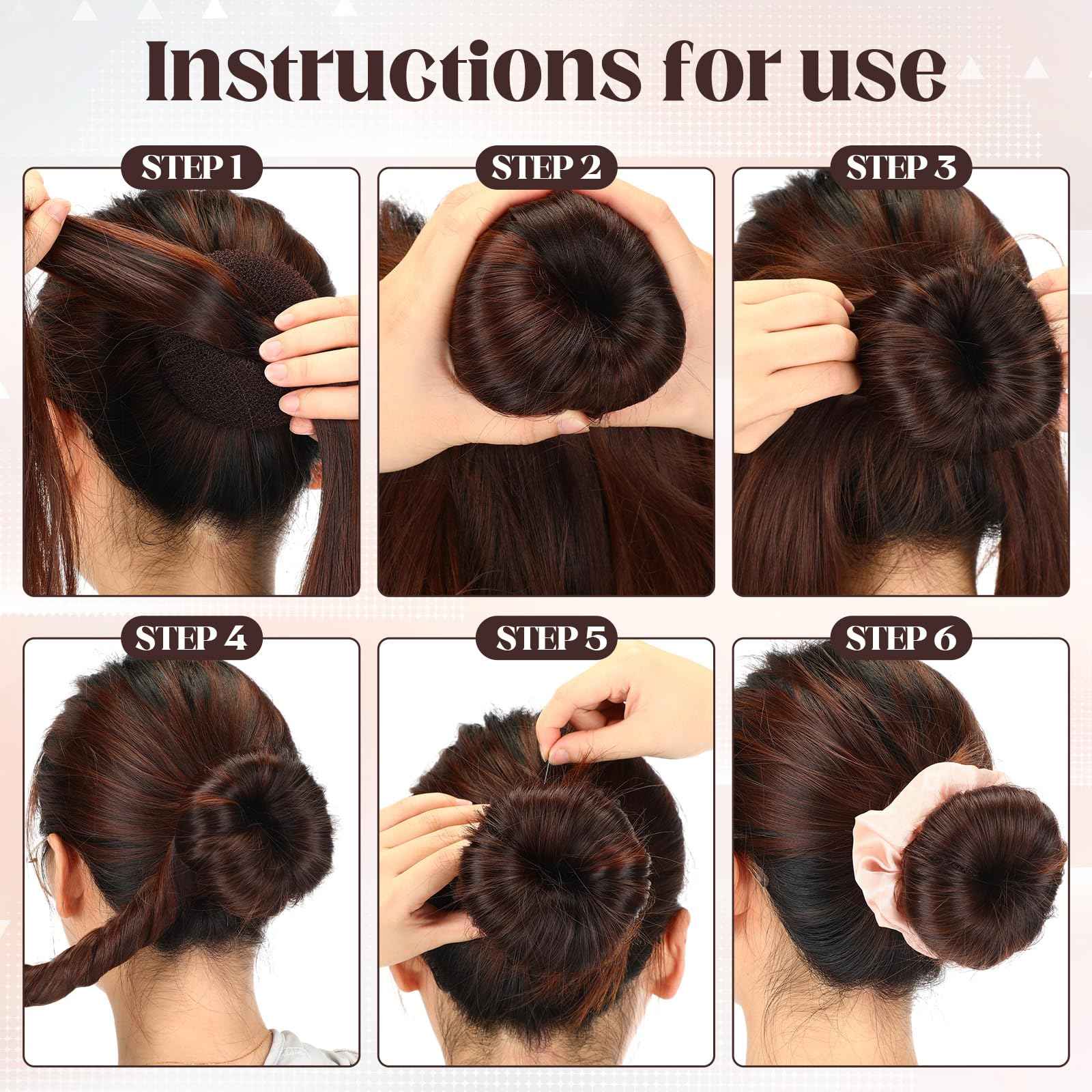 XunYee 48 Pcs Hair Donut Maker, Brown Large Hair Bun Rings for Ballet Style, Bulk Doughnut Shaper for Women and Girls(3.5 Inch)