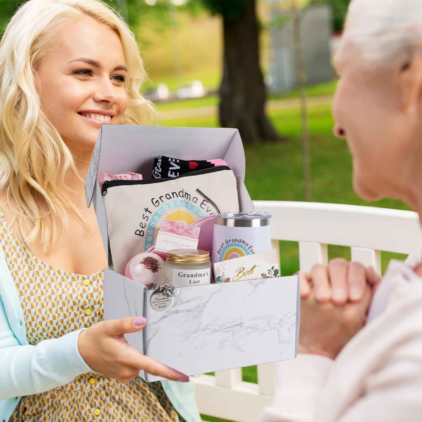 12 Pieces Grandma Gifts Box,Christmas Gifts for Grandma from Granddaughter Grandson,Nana Gift Basket Grandma Birthday Gift for Gigi Grandmother