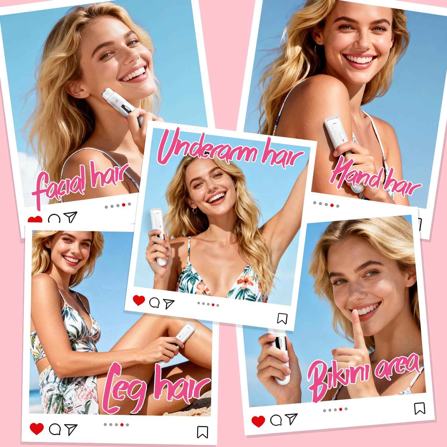 DSP 2 in 1 Bikini Hair Trimmer, Dual Head Bikini Trimmer for Women, Female Shavers for Pubic Hair, Ladies Shavers for All Body, Waterproof, Smart Light, Applicable to Underarm Leg Arm Body Face