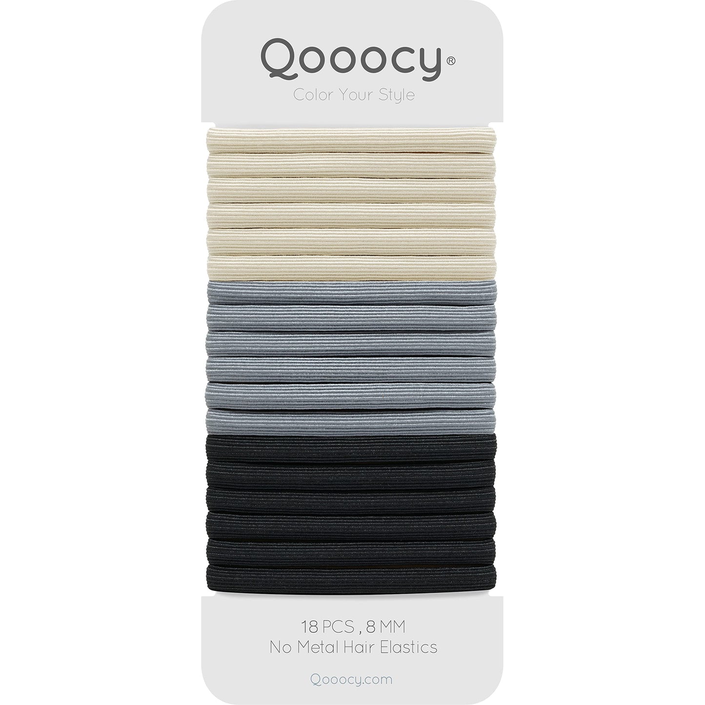 Hair Ties for Women Girls, Qooocy 18 Pcs Elastics Hair Bands Ponytail Holders for Thick Hair, No Damage Nocrease Hair Elastics, 8MM, City Life