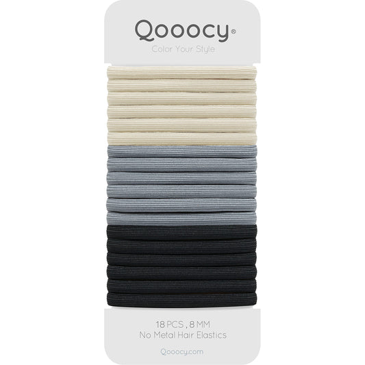 Hair Ties for Women Girls, Qooocy 18 Pcs Elastics Hair Bands Ponytail Holders for Thick Hair, No Damage Nocrease Hair Elastics, 8MM, City Life