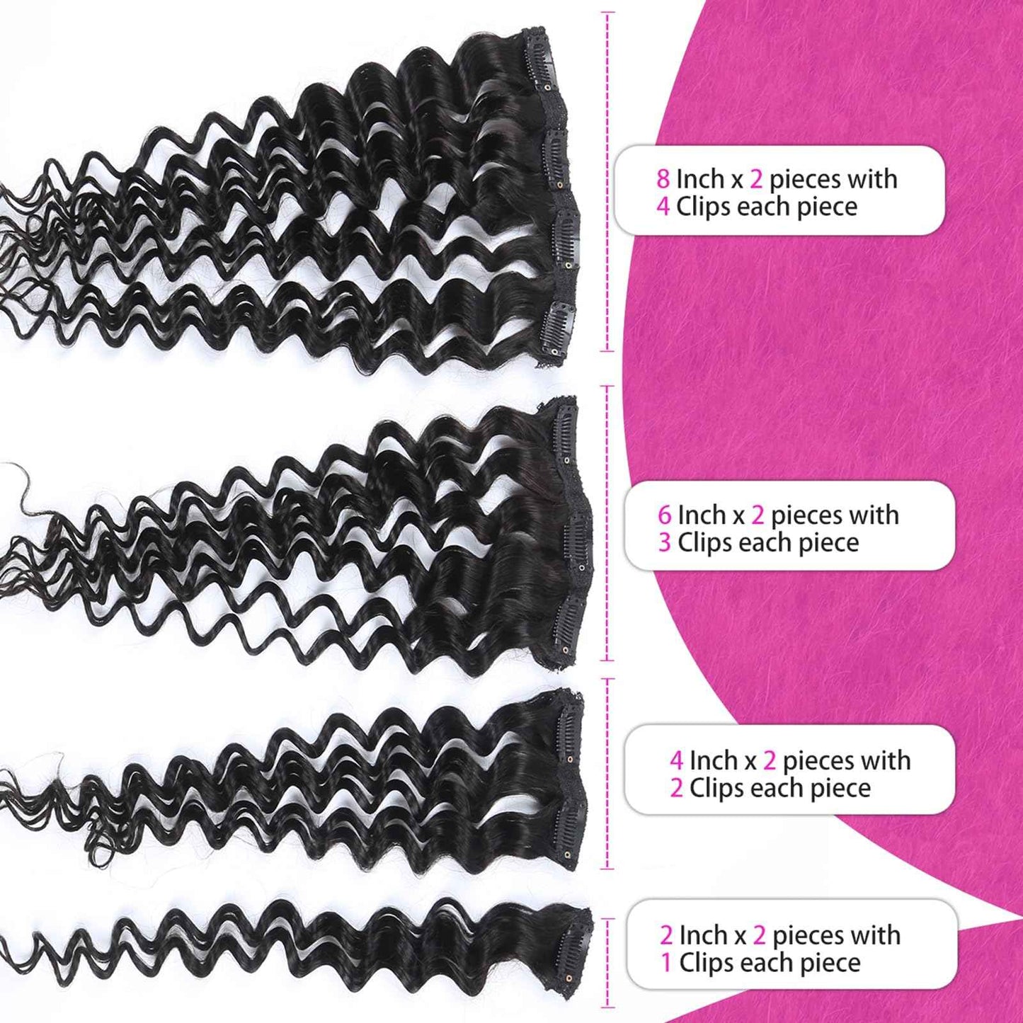 Curly Clip in Hair Extensions Real Human Hair 16inch 100g Invisible & Seamless 100% Brazilian Remy Human Extension Deep Wave Clip ins Extensions Double Weft 8 PCS with 20 Clips Natural Black