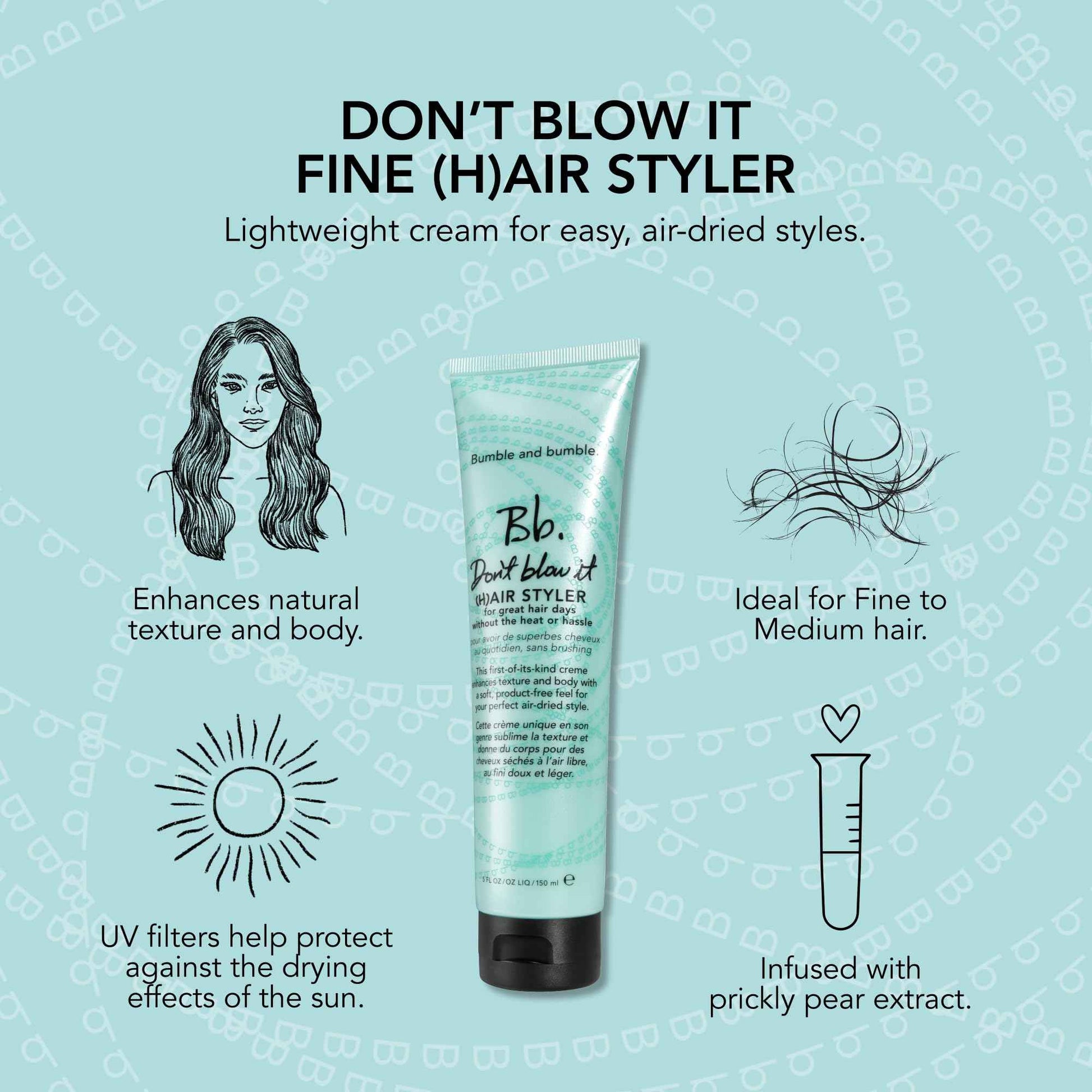 Bumble and bumble. Don't Blow It Fine (H)air Styler Air Dry Cream | For Fine to Medium Hair, 5 Fl Oz