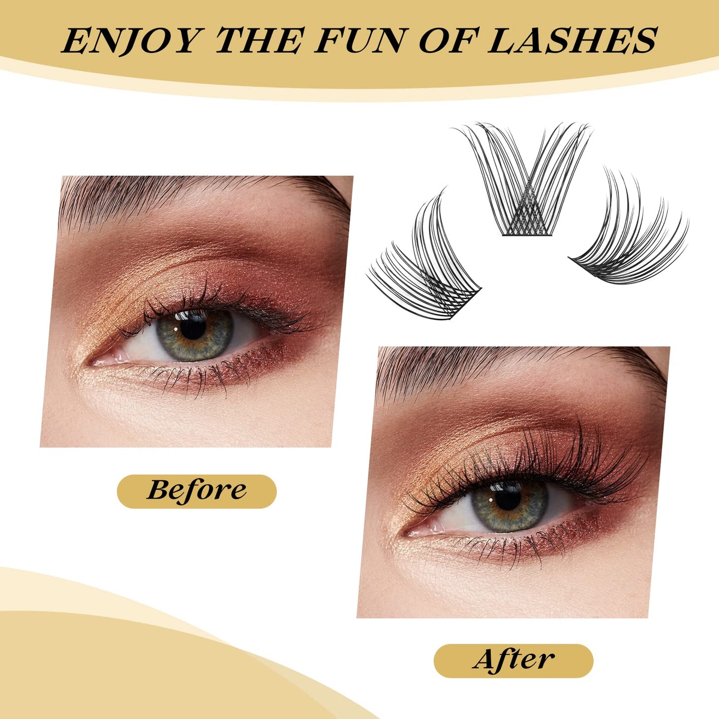 QUEWEL Lash Clusters 480 Pcs Individual Lashes Mix10-18mm Cluster Lashes Practical Soft Comfortable DIY Lash Extensions Lasting Enlarged Eyes (Natural-Mix10-18)