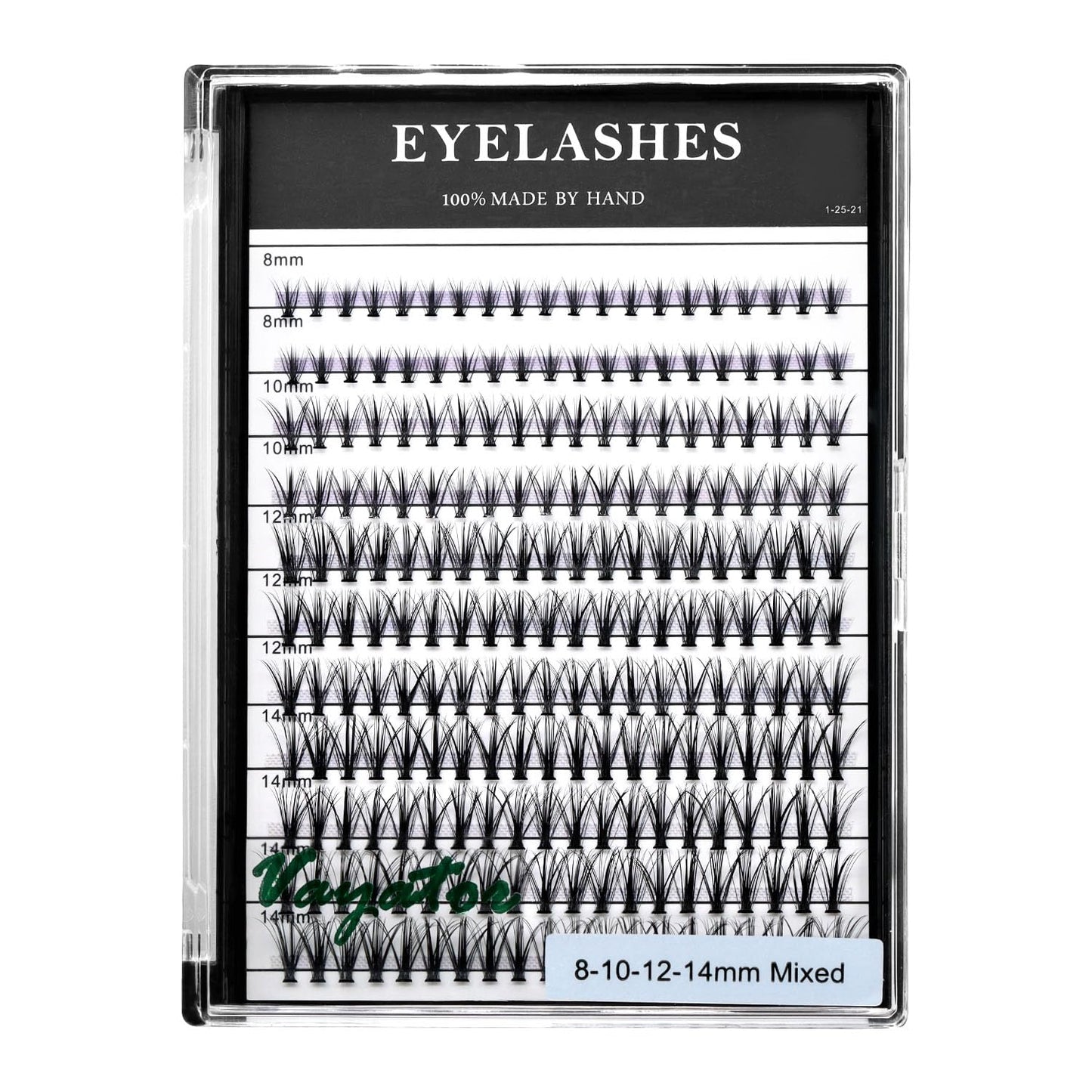 Vayator Large Tray 220 Cluster/Box Eyelashes 0.07 Thickness Eyelashes Individual Eyelash False Eyelashes Extension Eyelash 10D/20D/40D/50D Eyelash (20RR-8-10-12-14mm Mixed）