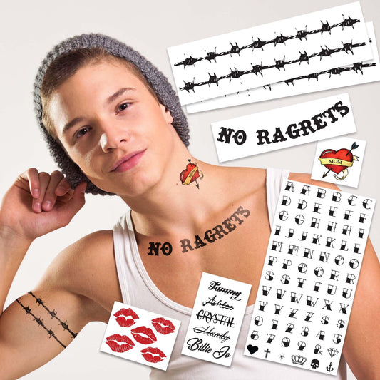 FashionTats White Trash Party We're The Millers Temporary Tattoos | Halloween Costume Tattoo Kit | Skin-Safe | MADE IN USA | Removable