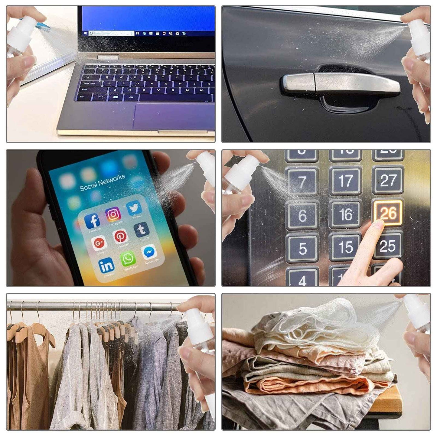 APACALI 50pcs 2 Oz Clear Fine Mist Spray Bottles, Reusable, Leak-Proof, Mini Travel Empty Spray Bottles for Perfume, Plant, etc. (60ml)