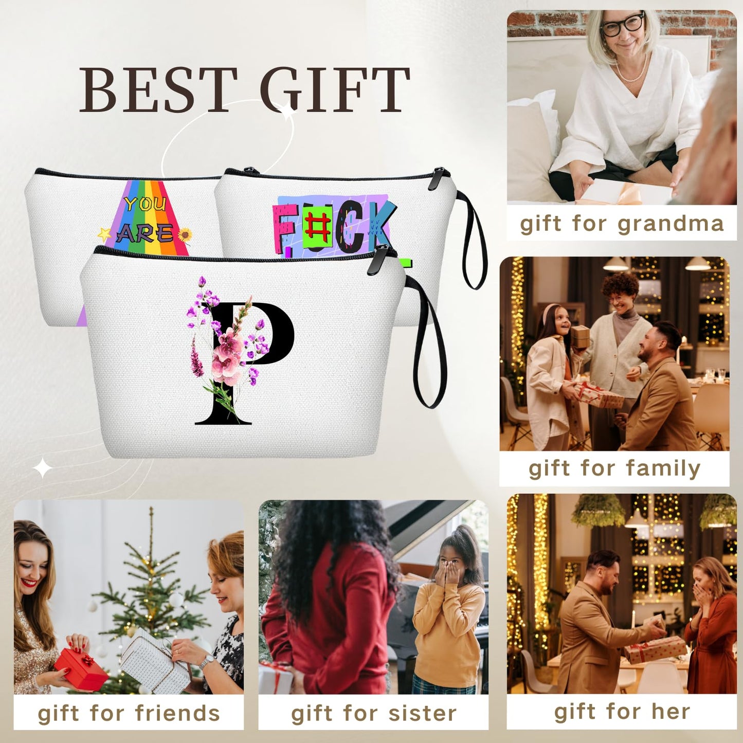 SEAMOON Friend Gifts for Women,Mothers day Gifts,Mom Birthday Gift,Birthday Gifts for Sister From Sister,Gifts for Women Birthday Unique,Personalized Makeup Bag with Mirror,Small Gifts for Women,(P)