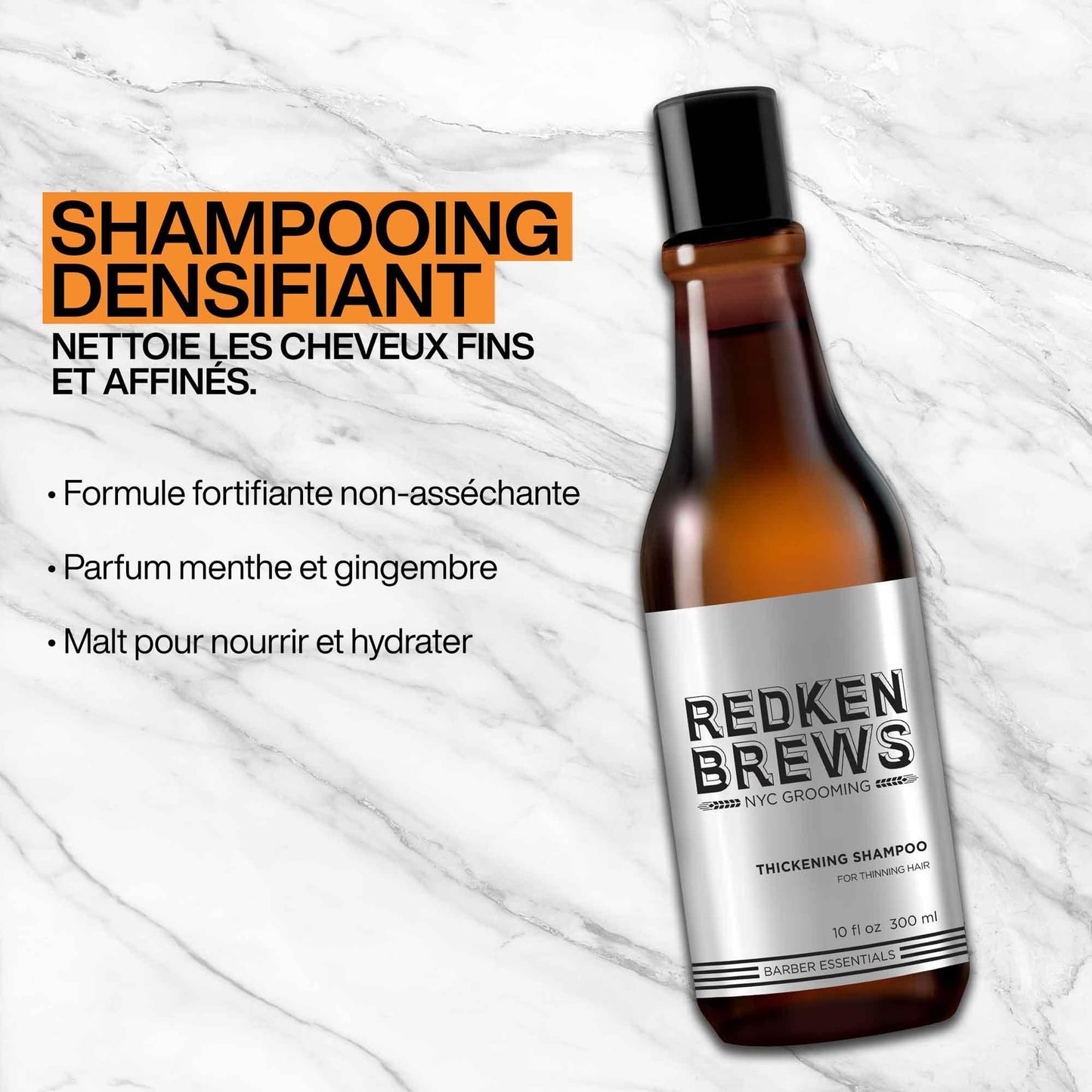 Redken Brews Thickening Mens Shampoo, Shampoo for Thinning hair and hair loss 10.1 fl. oz.