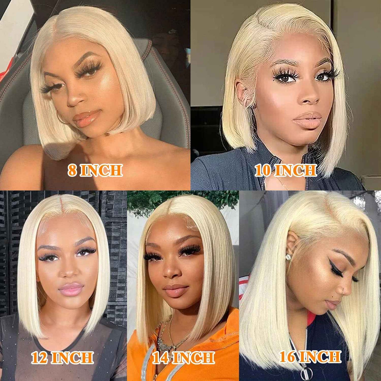 613 Short Bob Wig Human Hair Blonde Bob Wig HD Lace Front 8 Inch Short Bob Human Hair Wigs 180% Density Frontal Wigs Pre Plucked with Baby Hair for Black Women