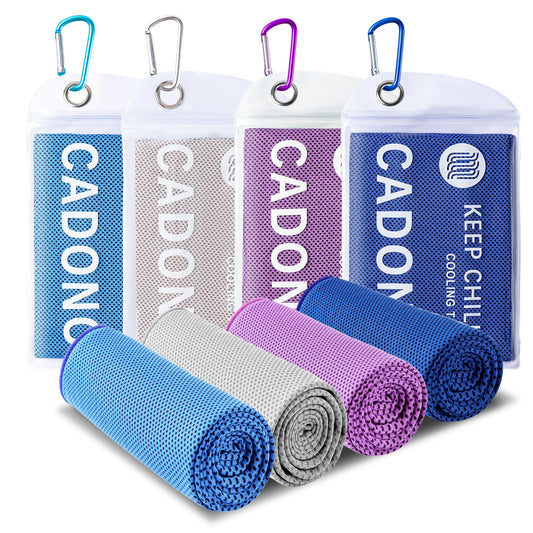 4 Pack Cooling Towel (40"x12"), Soft Breathable Chilly Towel, Ice Towel, Microfiber Towel for Yoga, Sport, Running, Workout,Gym, Camping, Fitness, Workout & More Activities(Multicolor)