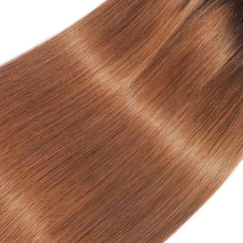 #30 Straight Human Hair Bundles 14 16 18 Inch Brown Bundles Human Hair Unprocessed Native Virgin Hair 100/PC 3 Extensions Light Brown Color Wet and Wavy Human Hair Extensions for Women