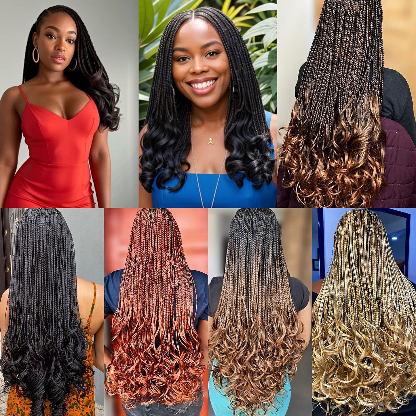 French Curl Braiding Hair 1B/4/30 3 Tone Crochet Hair Crochet Braids for Women 10 Inch French Curl Crochet Braids Box Braids Curly Crochet Hair Pre Looped Braiding Hair Extensions (7 Packs)