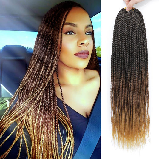 MOSINA Senegalese Twist Crochet Hair 8 Packs Ombre Crochet Hair For Black Women 18 Inch Pre Looped Crochet Braid Hot Water Setting 280Strands(18 Inch, 1B/30/27)